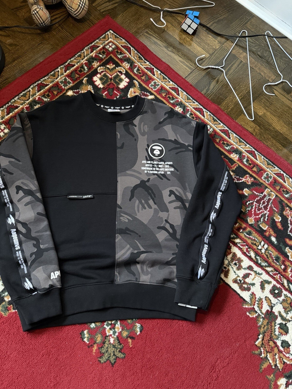 Aape By Abathing Ape Universe Camo Black Sweater Size S Sweatshirt Bape