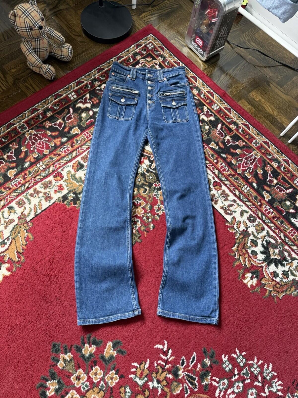 Zadig & Voltaire Womens Zipped Pocket Jeans Blue Cotton High Rise Button Size 26
