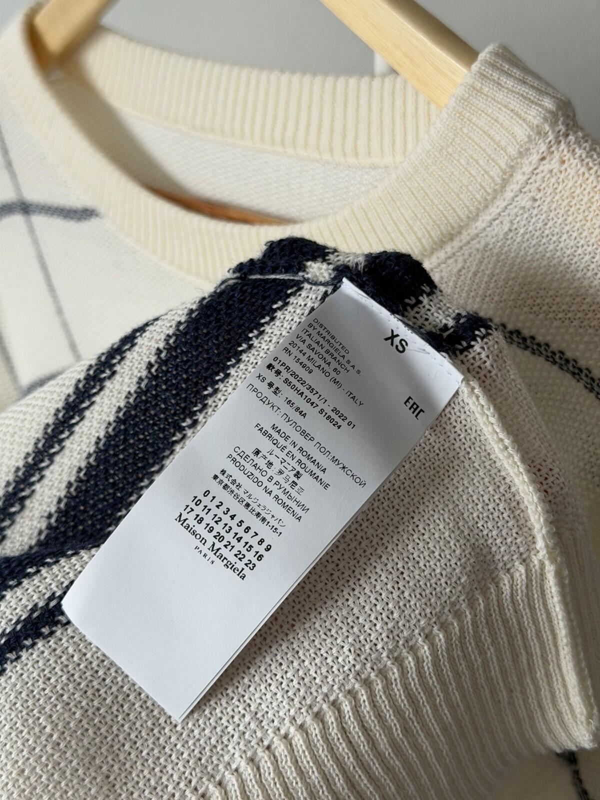 Maison Martin Margiela Oversized Striped Knit Sweater Wool Blend