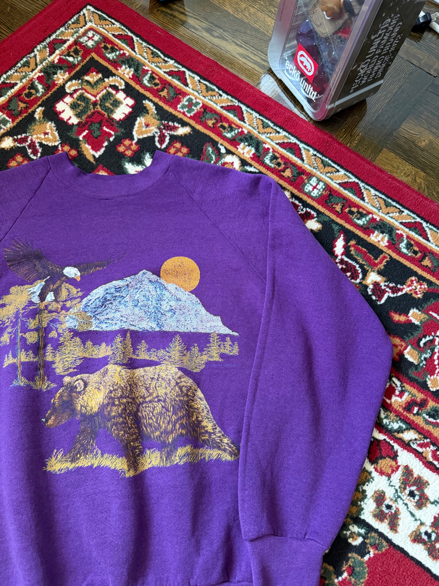 80s Vintage Nature Fruit Of The Loom Purple Sweatshirt