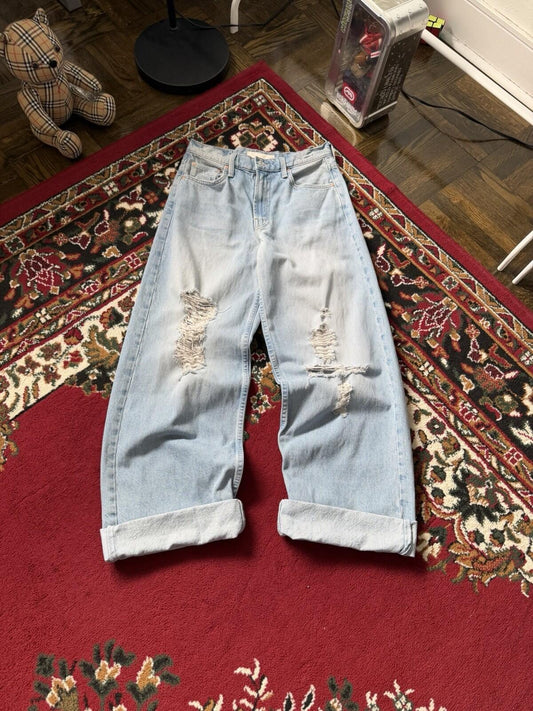 MOTHER Superior ‘The Spinner Zip Sneak’ Wide Denim Jeans Pedal Faster 26