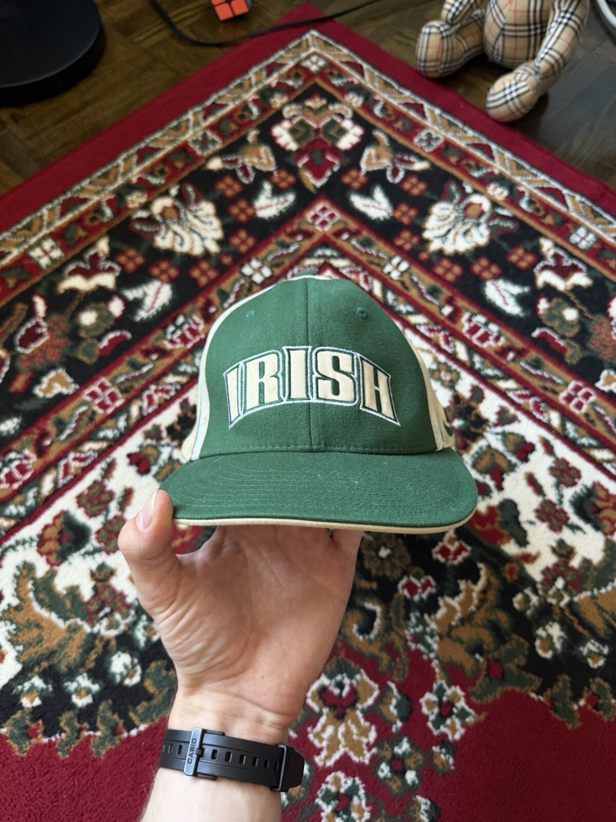 Notre Dame Fighting Irish Hat Cap Fitted Mens Small Green NCAA Basketball Nike