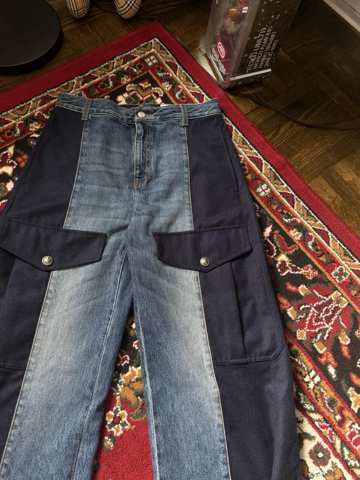 Alexander McQueen High Rise Media Mix Wool/Cotton Cargo Jeans