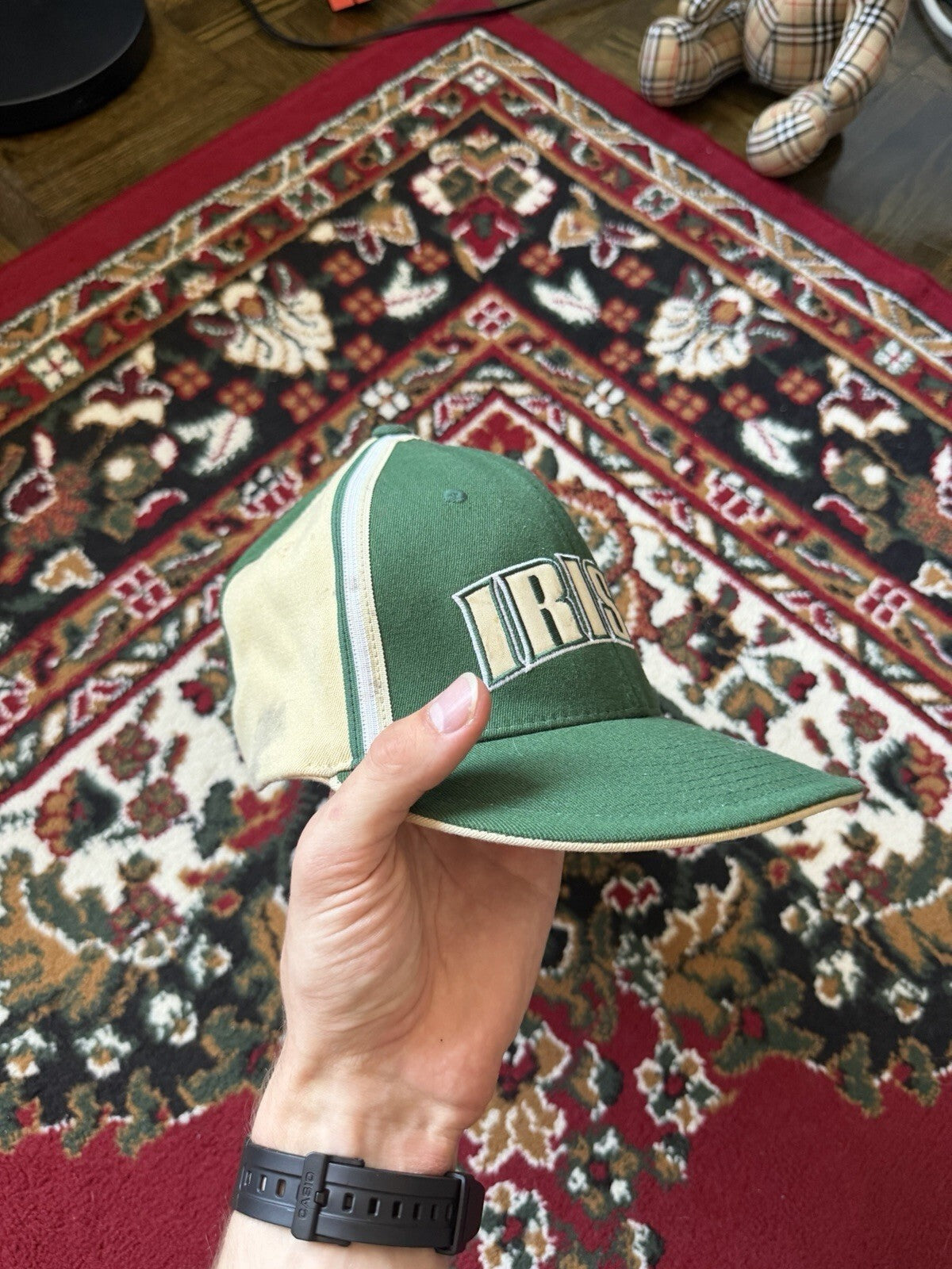 Notre Dame Fighting Irish Hat Cap Fitted Mens Small Green NCAA Basketball Nike