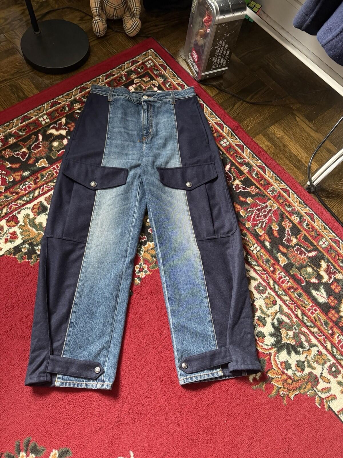 Alexander McQueen High Rise Media Mix Wool/Cotton Cargo Jeans