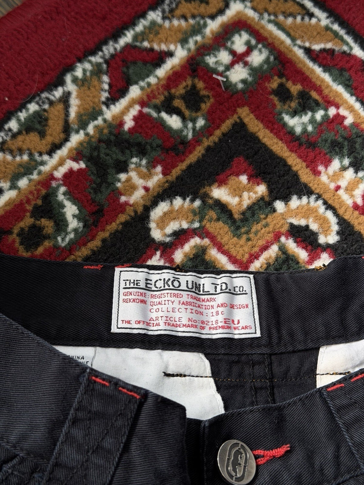 VTG Y2K Ecko Pants/Shorts Men's Size 30 BLK Rhino Baggy Utility Cargo