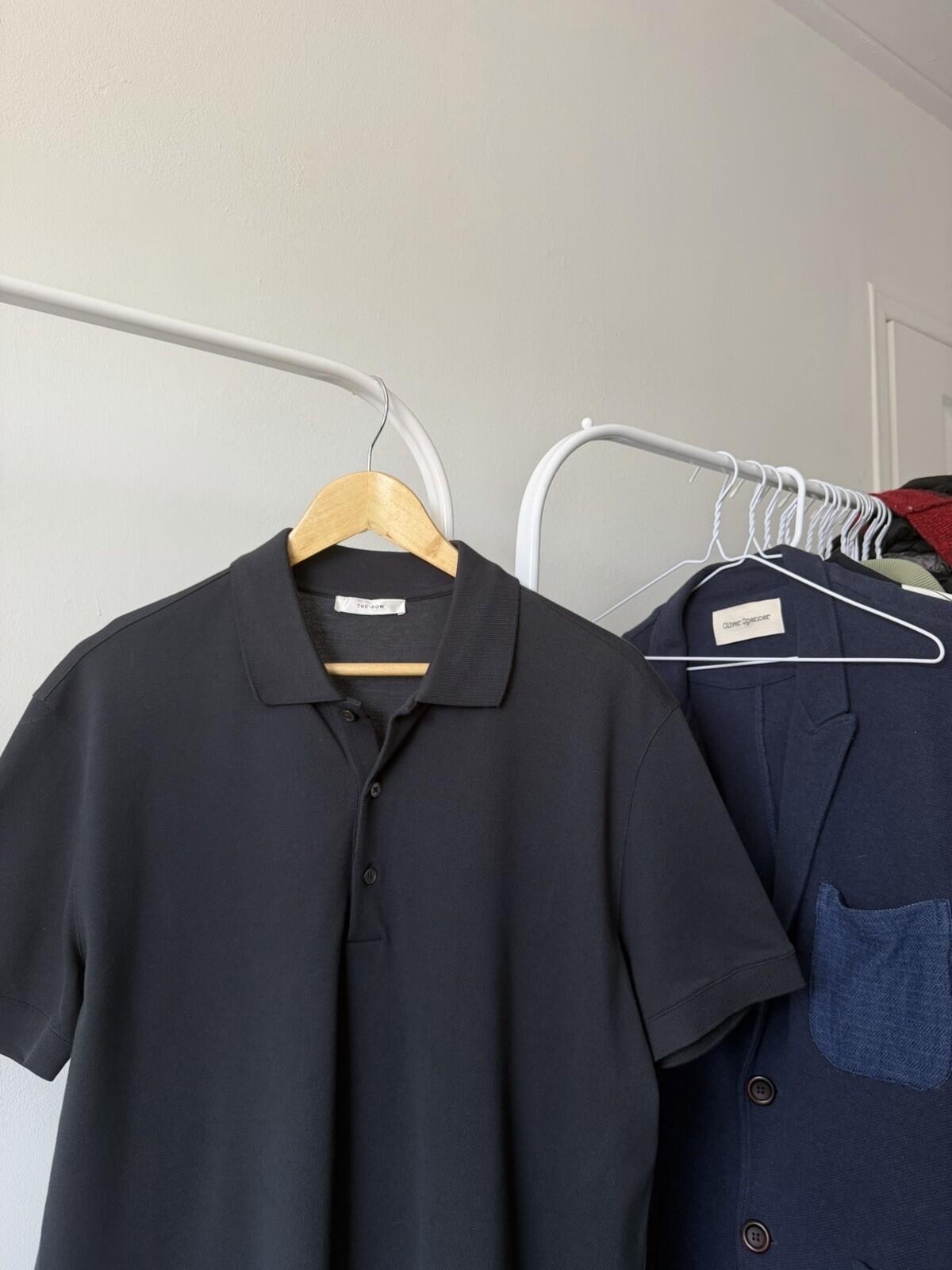 The Row Classic Cotton Polo Shirt Gray/Black Color Size XL