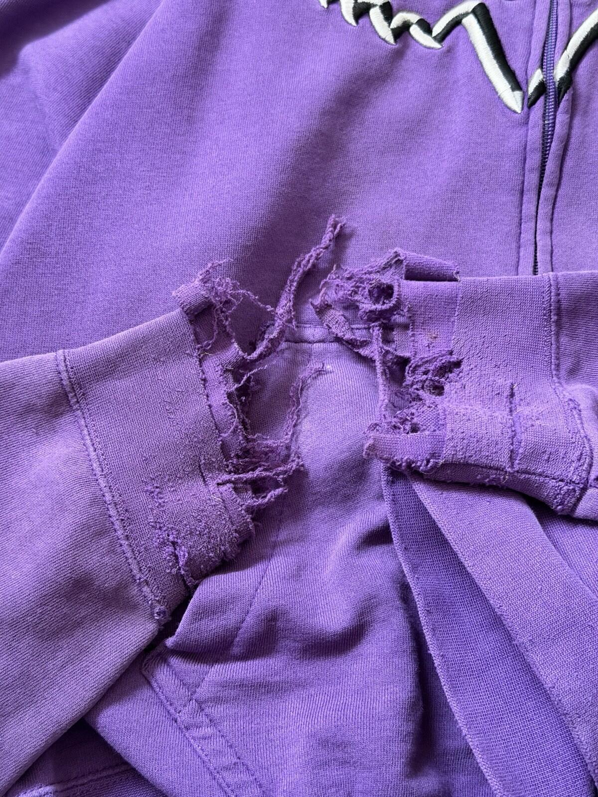 Trashed Fox Racing Full Zip Hoodie Size L Grunge Motocross Distressed Sweatshirt