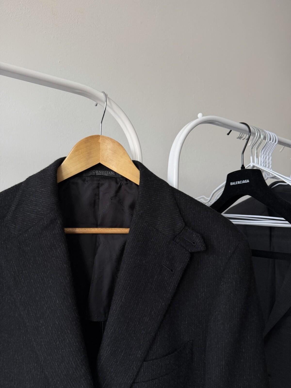 Corneliani ID Italy Virgin Wool 54EU  Blazer Coat Sport Jacket Black