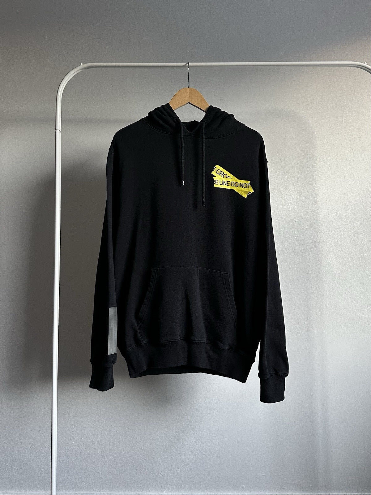 Off White Fire Tape Hoodie Black Size S Mens
