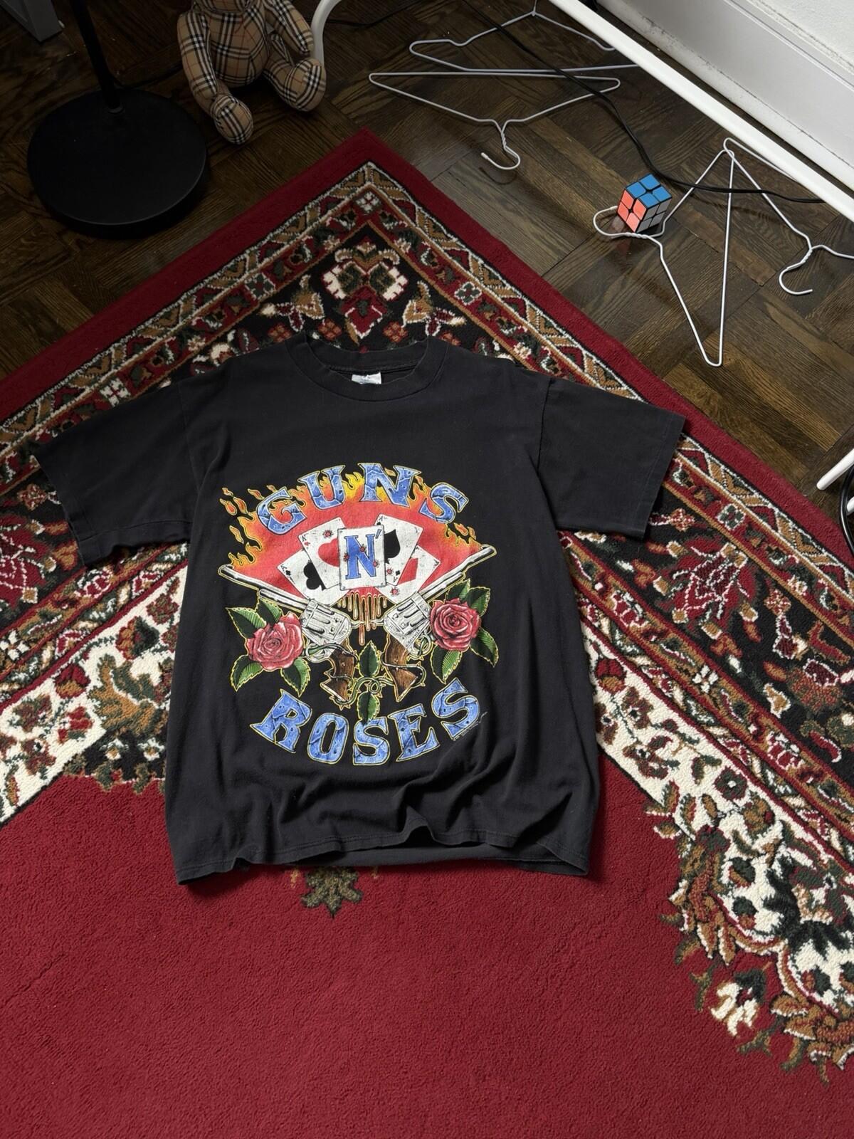 90s Guns N Roses Tshirt "Use Your Illusion Deck Cards" Single Stitch Tee 1991 L