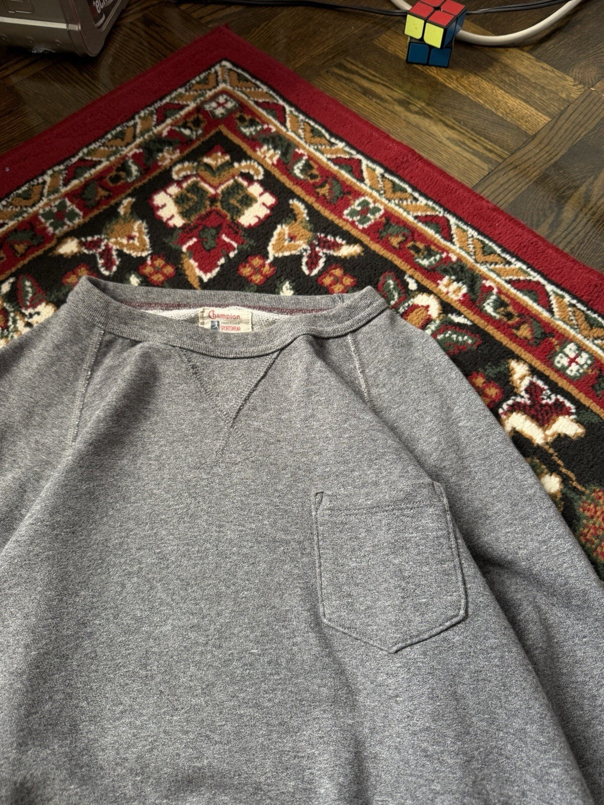 Todd Snyder Champion Men's Gray Crewneck Sweatshirt Chest Pocket Size L