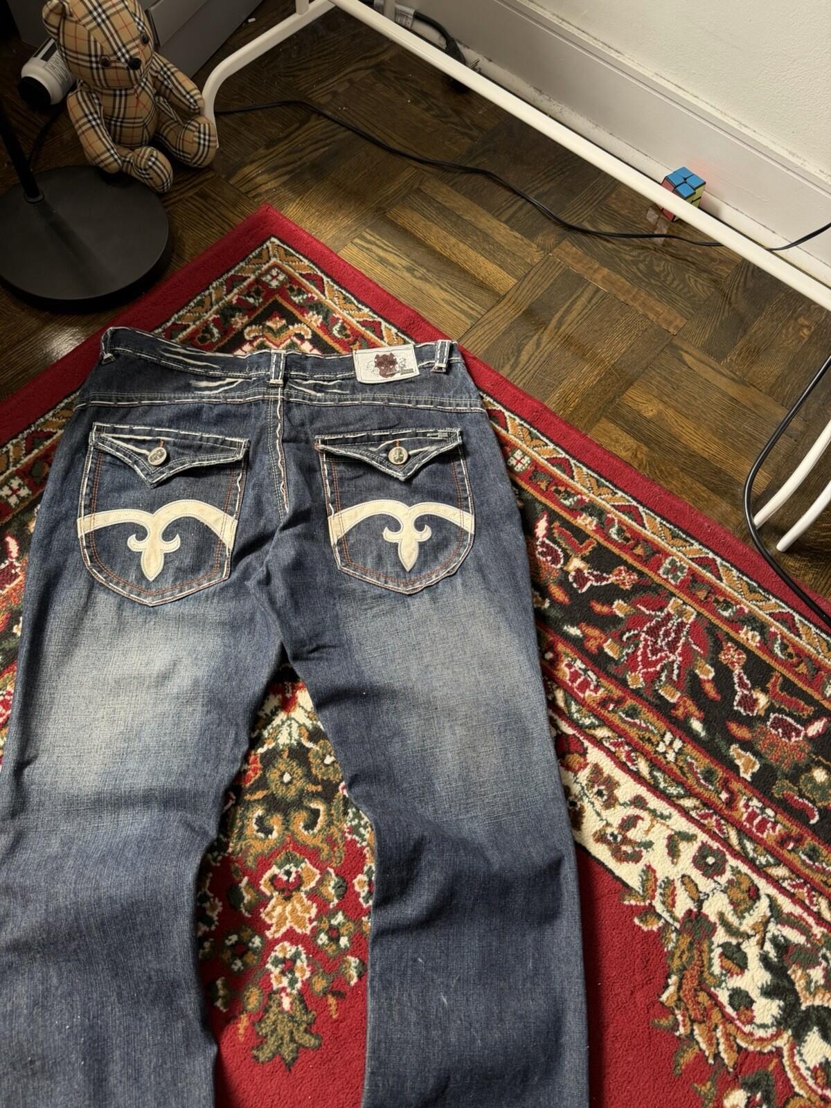 Laguna Beach Jeans Size 36 Mens Bootcut Skulls Embroidered Vintage Made in USA