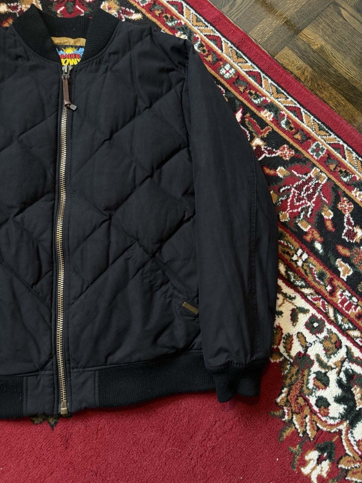 Eddie Bauer Down Bomber Mens Medium 1936 Skyliner Model Jacket Black Quilted