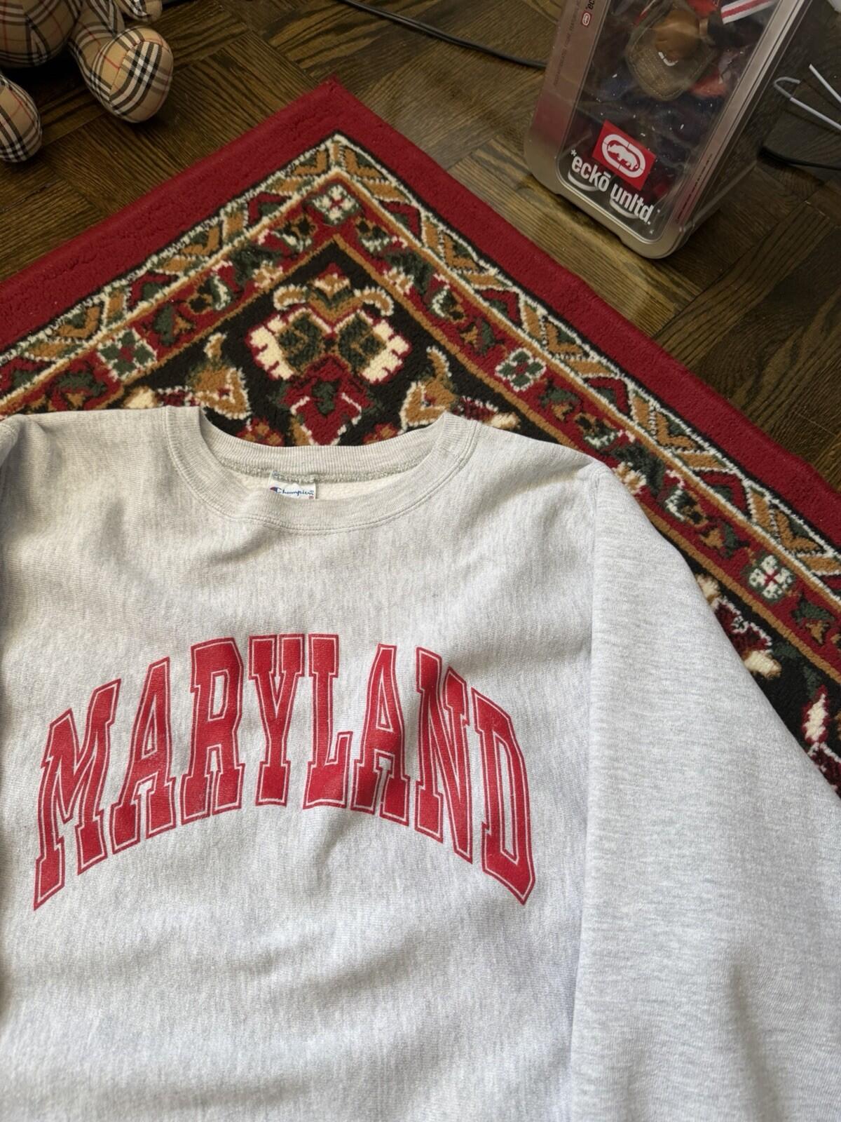 Vintage Champion Reverse Weave U of Maryland Crewneck Sweatshirt XL 90s