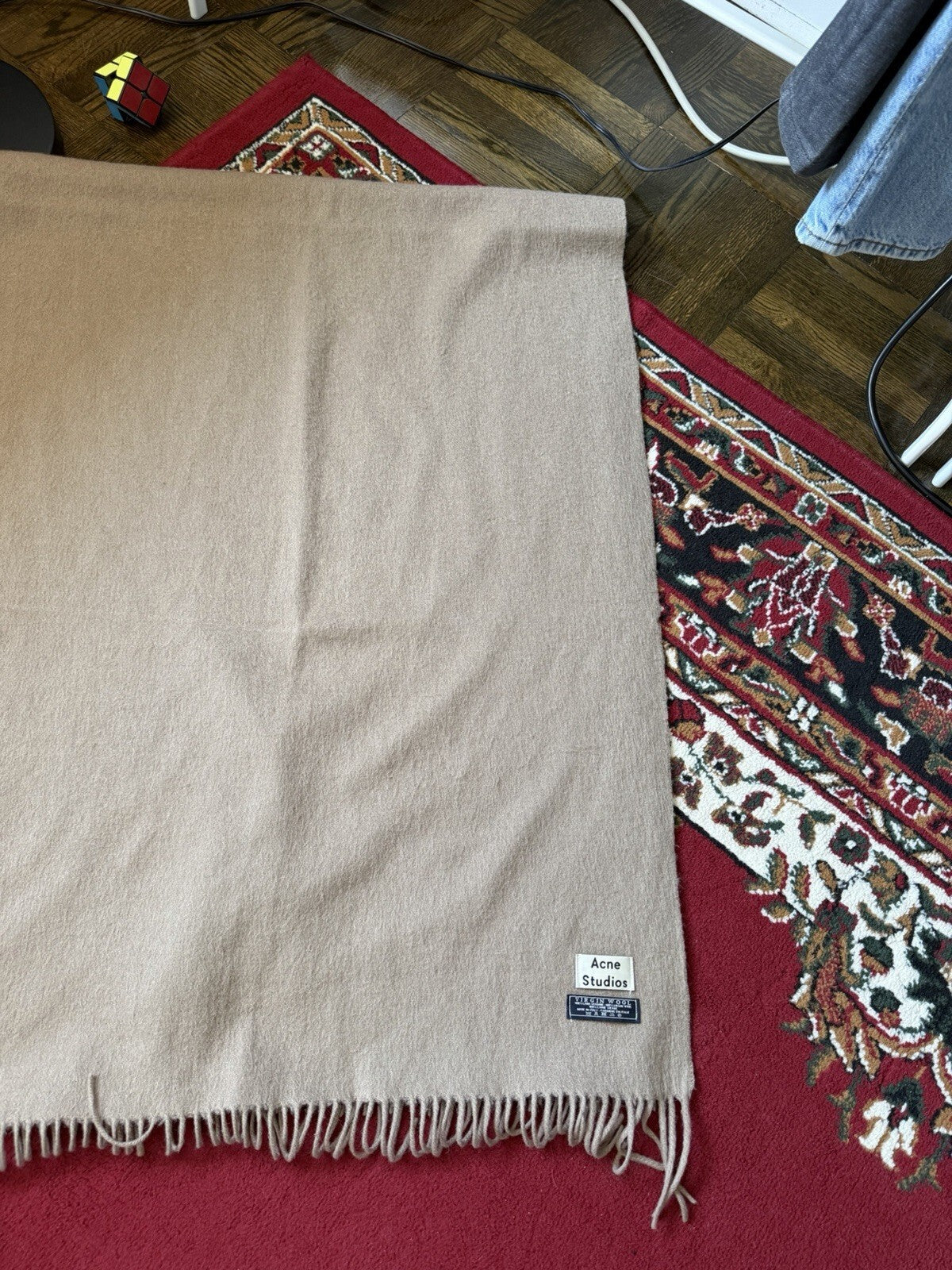 Acne Studios Virgin Wool Fringe Long Scarf 42.5/26.8 in