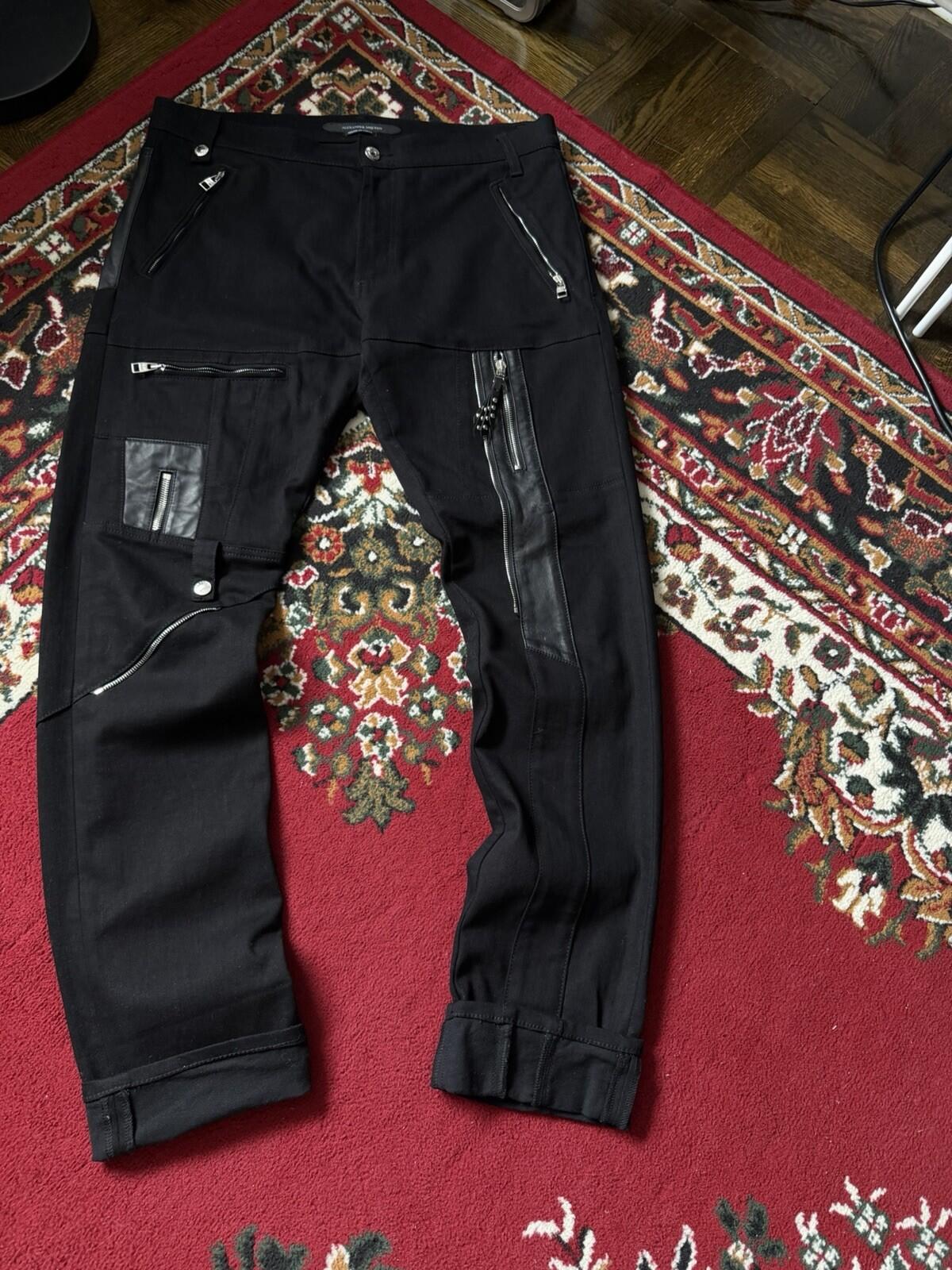 Alexander McQueen All Over Zip Black Slim Jeans - EU 52 Denim Pants