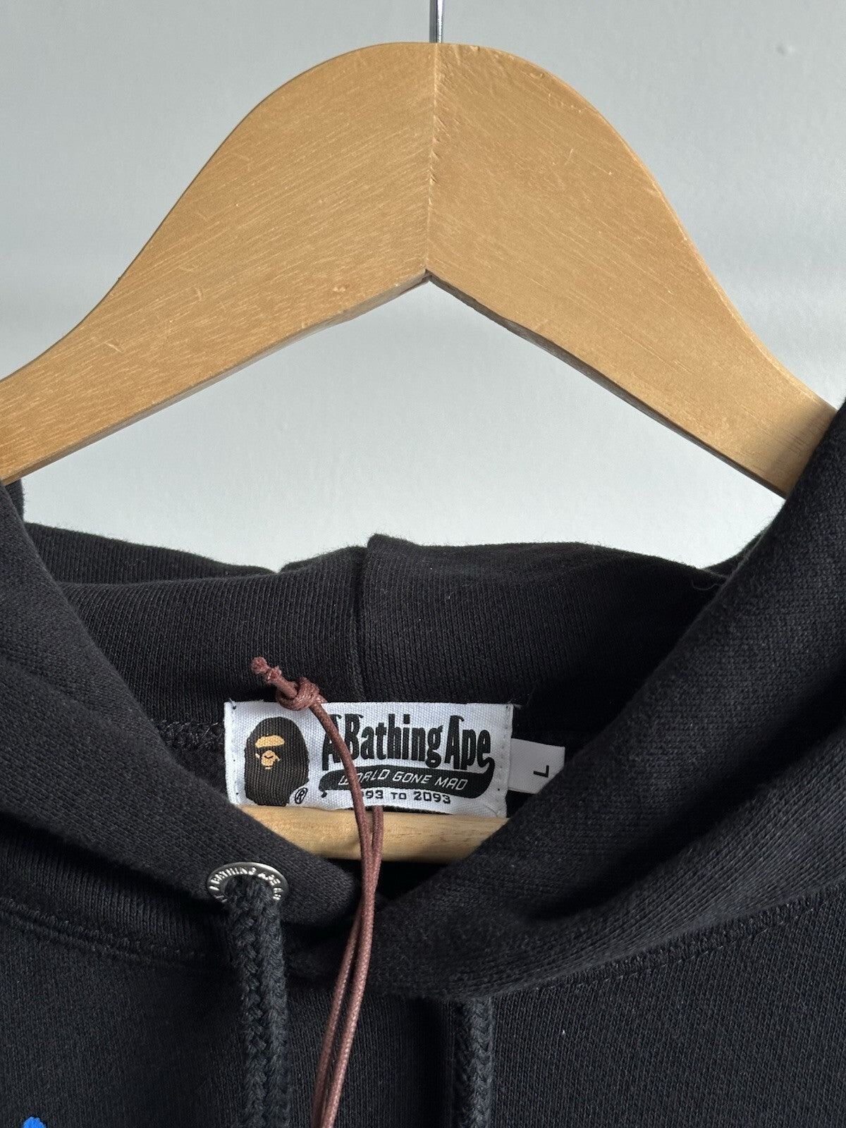 A BATHING APE BAPE PAINT SPLATTER PULLOVER HOODIE BLACK MULTICOLOR SZ L