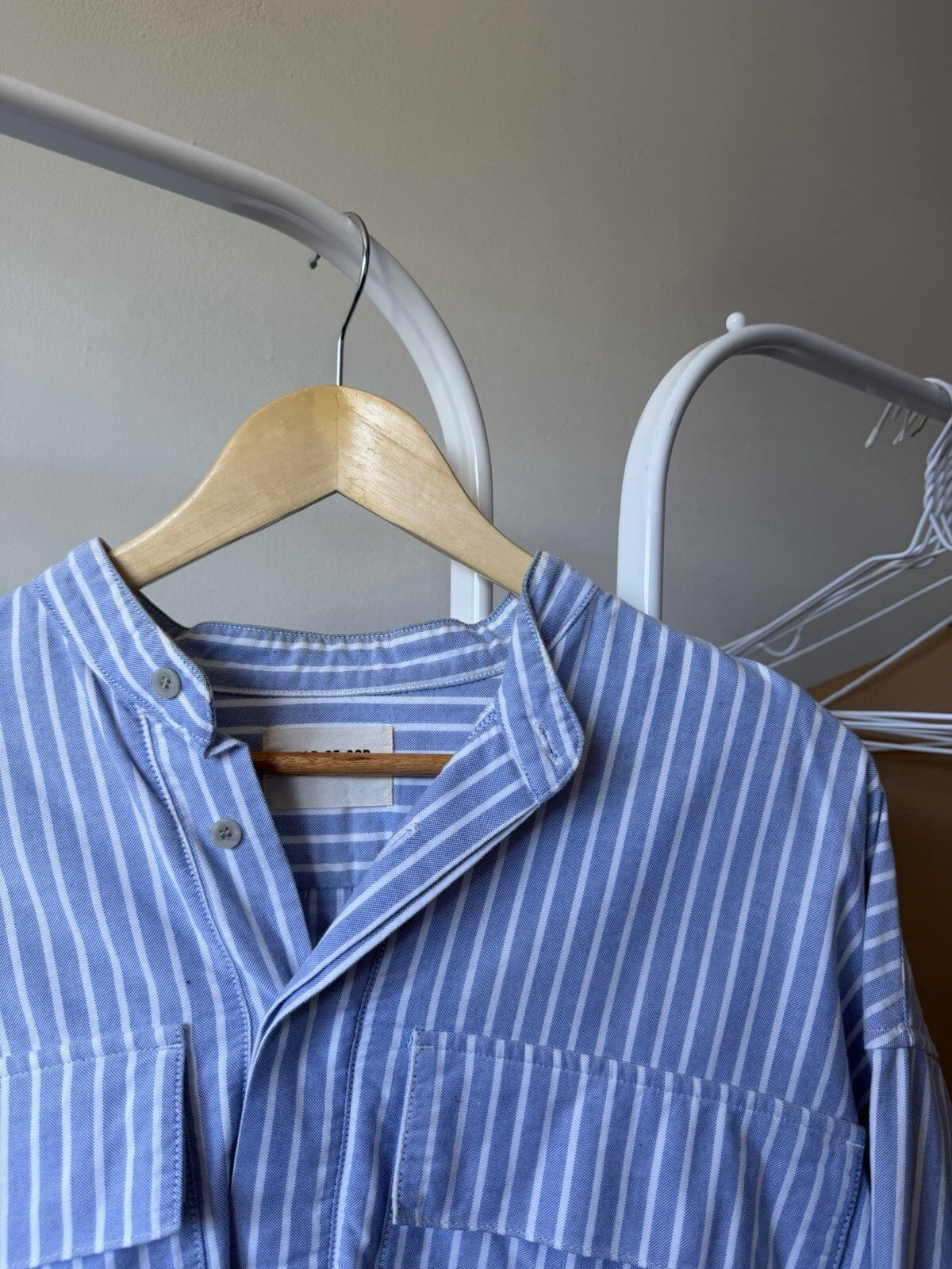Fear of God Sixth Collection Henley Button Up Shirt Blue Size Small Jerry Loren