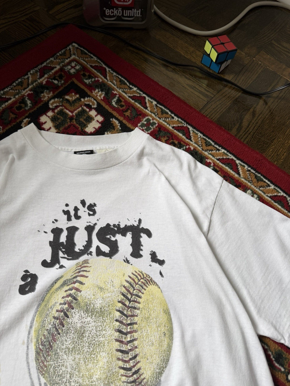 VINTAGE 1996 TAZ WARNER BROS. IT'S JUST A GAME 2 SIDE PRINT COTTON T-SHIRT SZ L