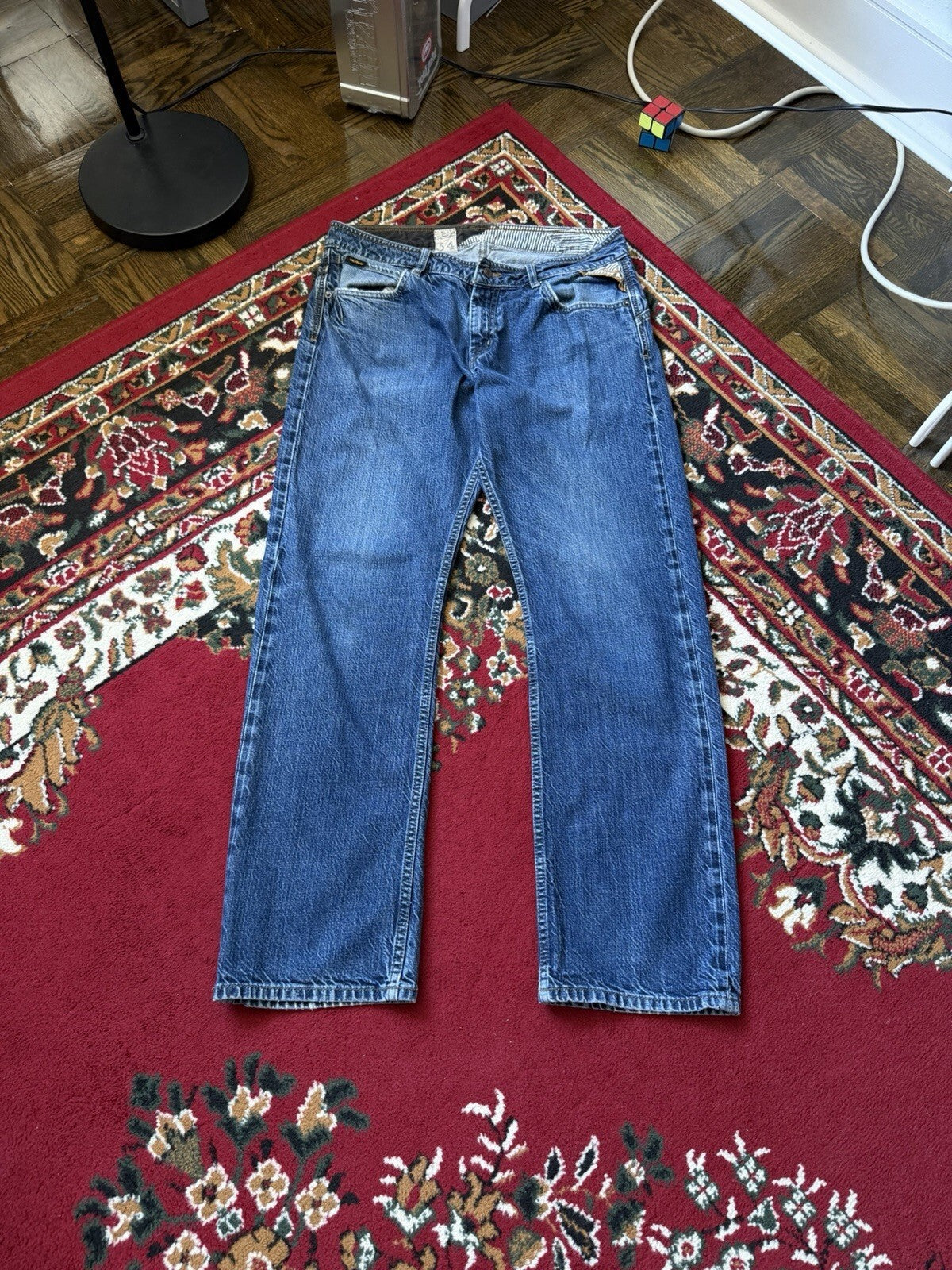 Vintage Y2K Volcom Mens Blue Wash Enowen Denim 5-Pocket Skate Grunge Jeans 34X32