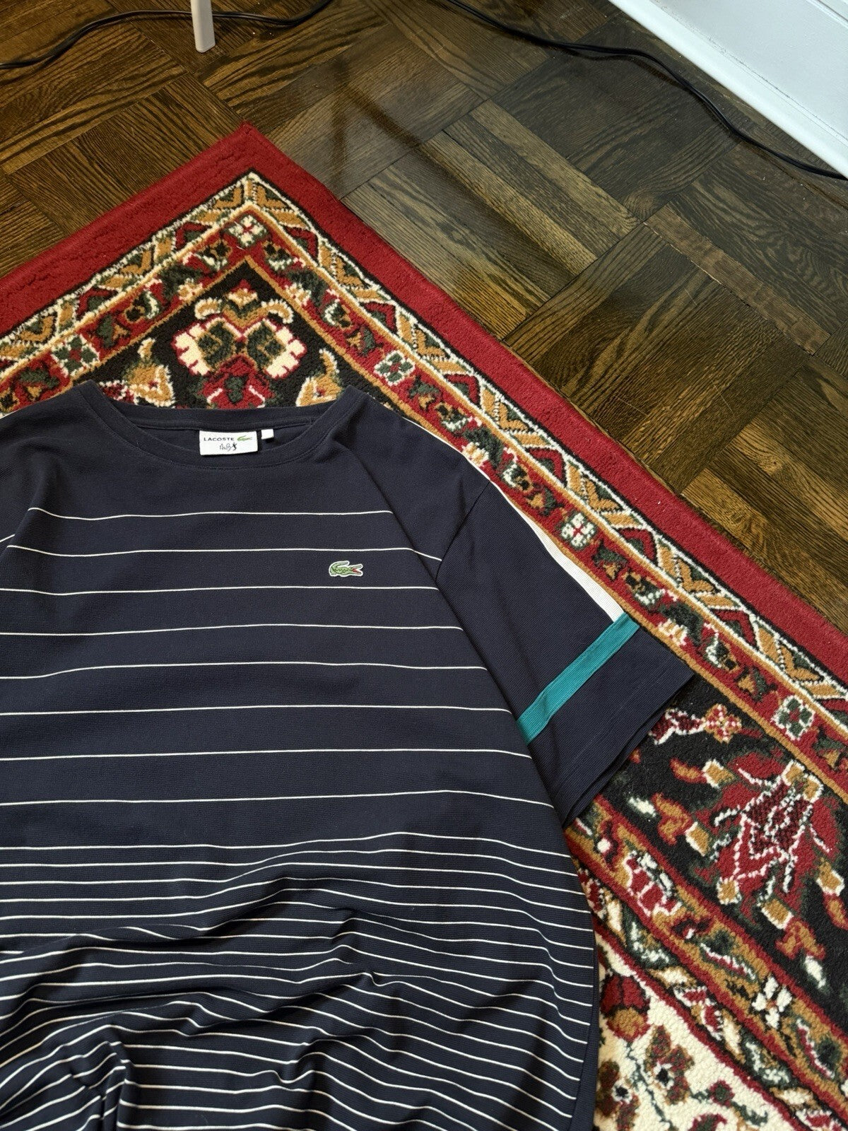 Lacoste Andy Roddick 2012 Rare Striped Jersey Tennis Shirt Size 7 Mens