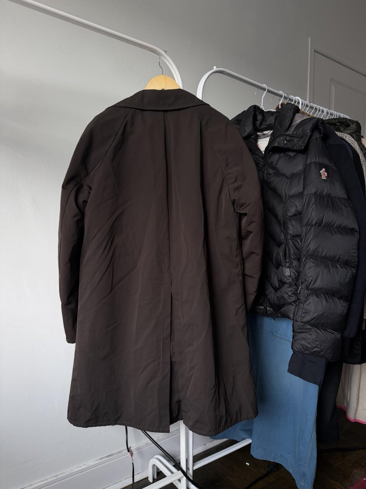 Moncler Nylon Down Coat Mocha Brown Jacket Size 3 Logo Mens