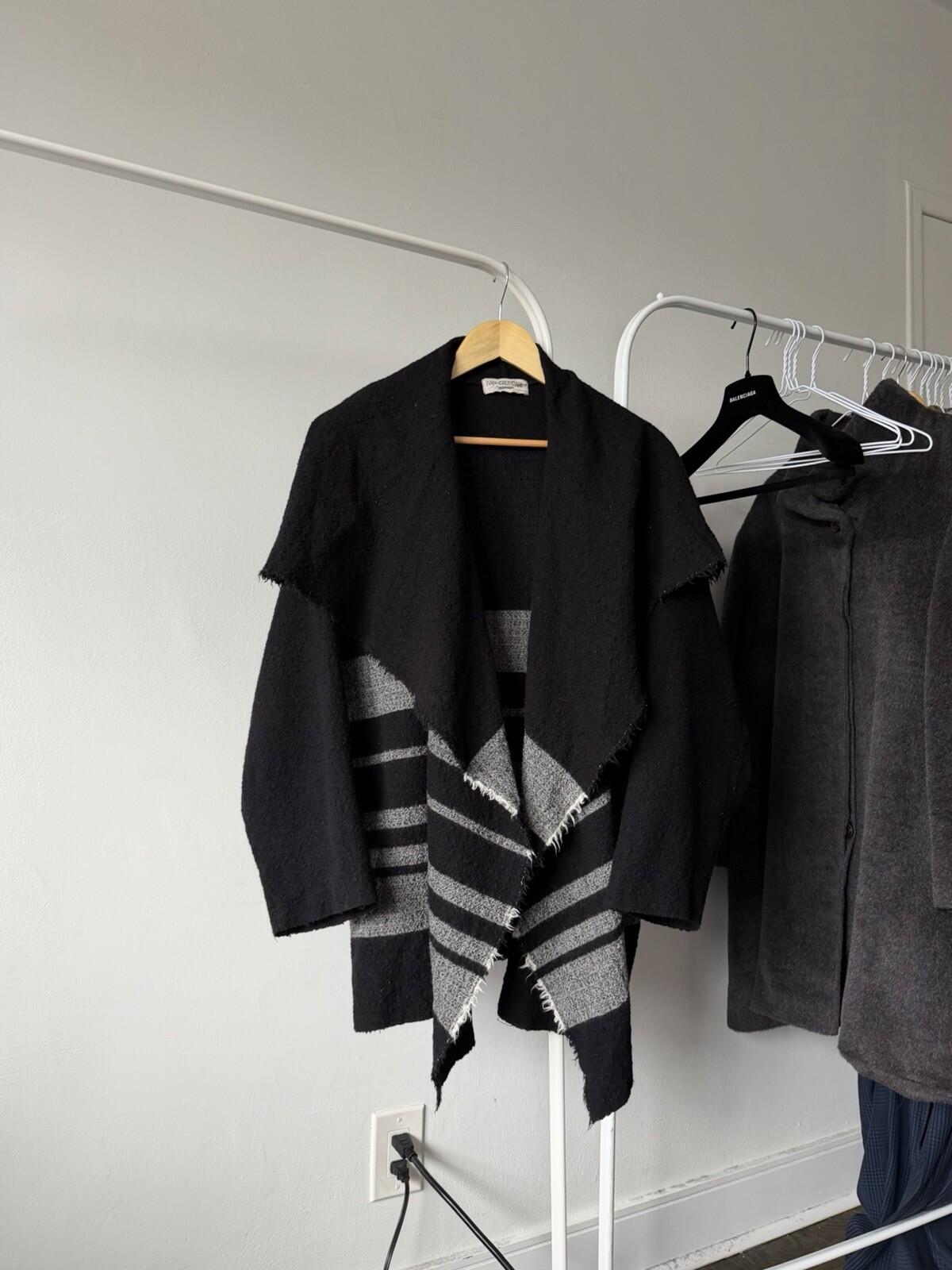 Ivan Grundahl Cardigan Sweater M/L Black OVERSIZED Wool blend Cardigan Jacket