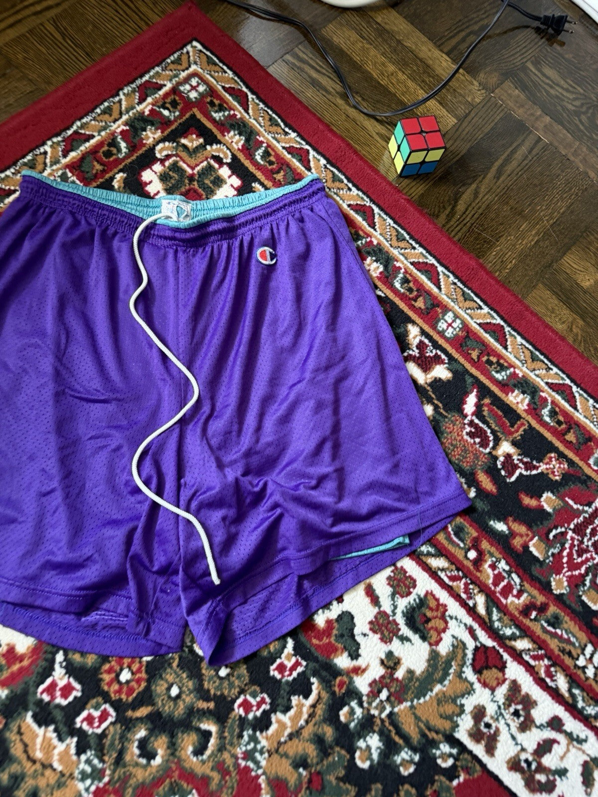 Vintage Champion 80s Reversible Basketball Shorts Purple / Green