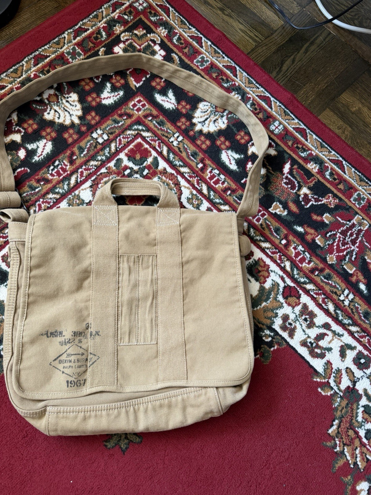 Ralph Lauren Denim & Supply Canvas Messenger Bag Military Field Safari Khaki