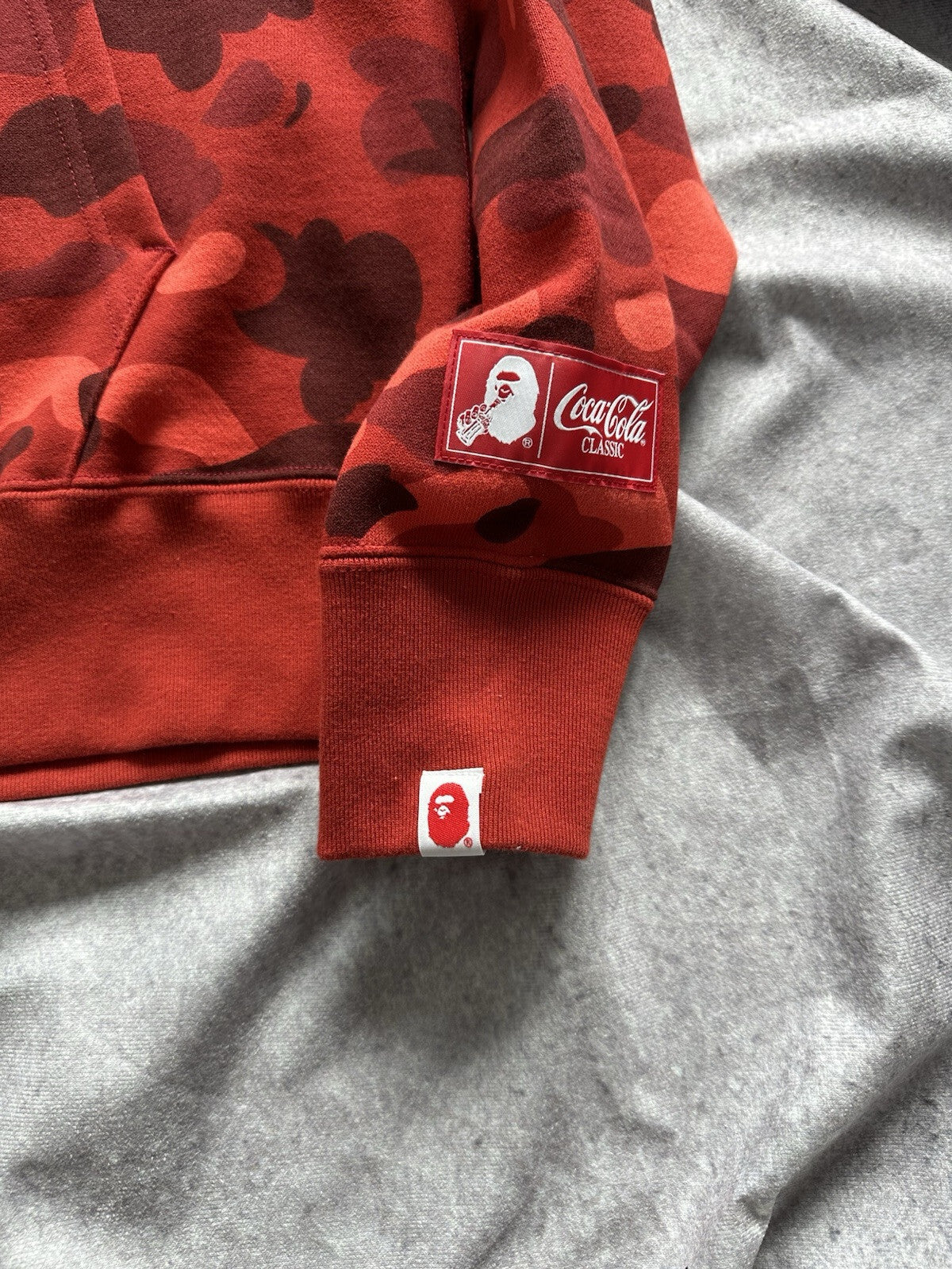 NWT BAPE x Coca-Cola Red Color Camo Ape Head Pullover Hoodie