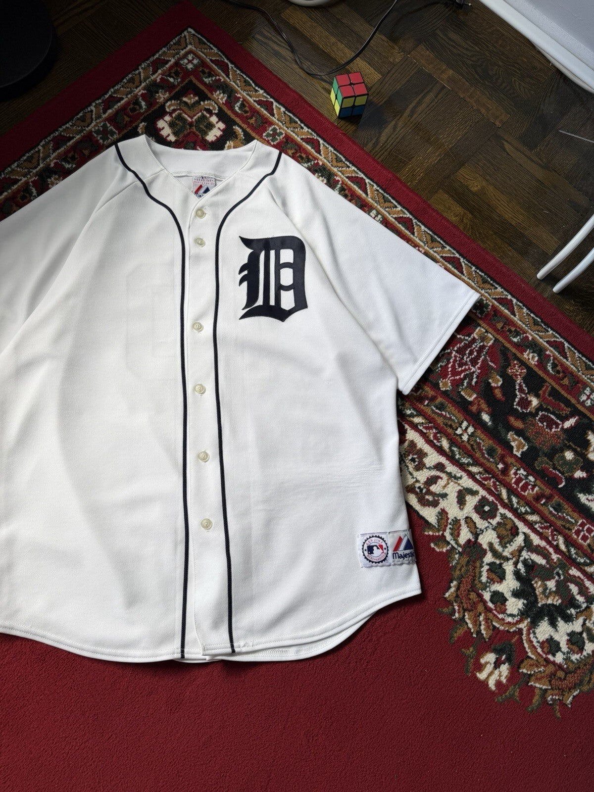 Vintage Majestic Detroit Tigers Baseball Jersey Blank Mens White