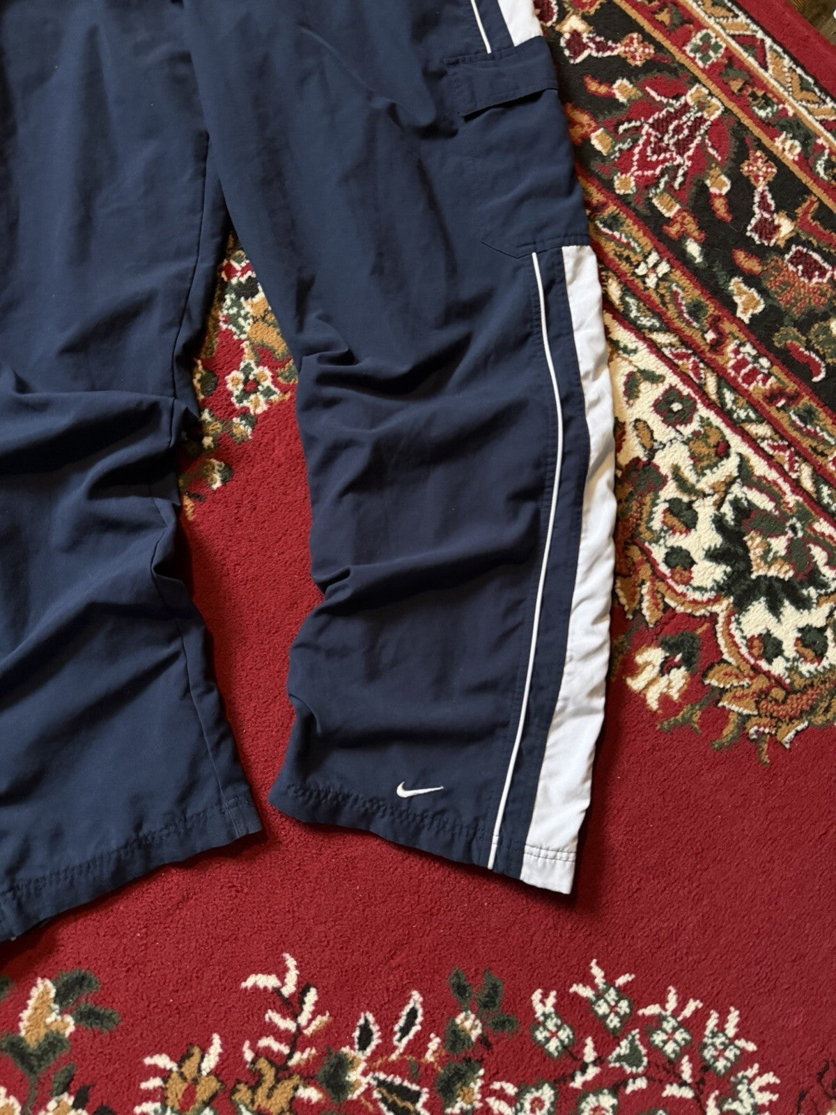 Y2K Nike Cargo Nylon Pants Navy Blue Vintage Mens Size XL