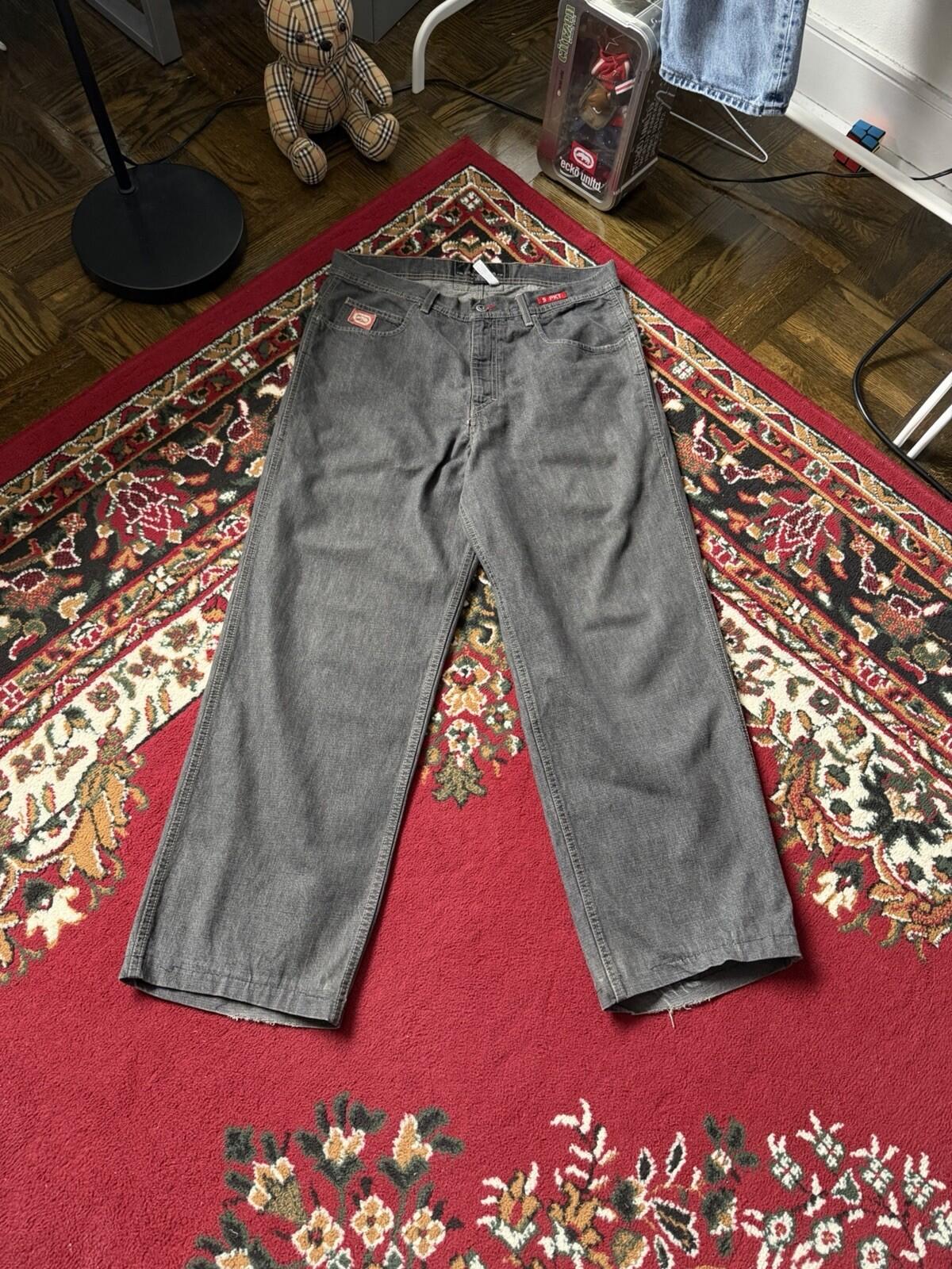 Vintage Ecko Unltd Jeans Mens 32 Gray Wide Leg Baggy Classic 5 Pocket Y2K