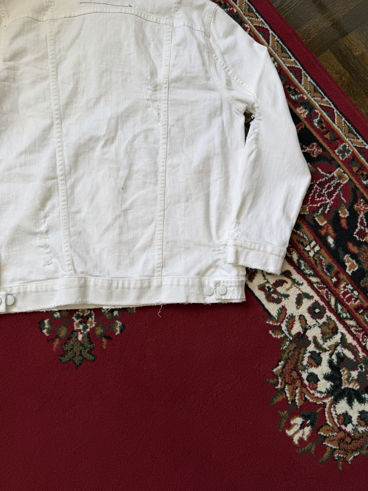 CURRENT / ELLIOTT Distressed Cotton Trucker Denim Jacket White Size 3