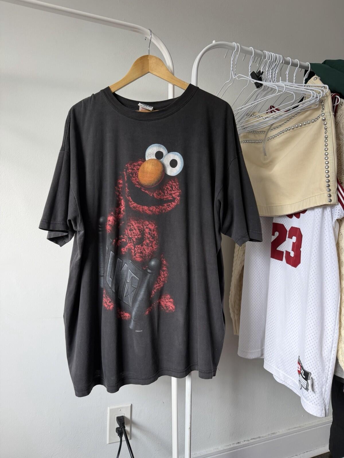 Vintage 90s Elmo T Shirt Jim Henson Sesame Street Black Stitch Mens XLarge