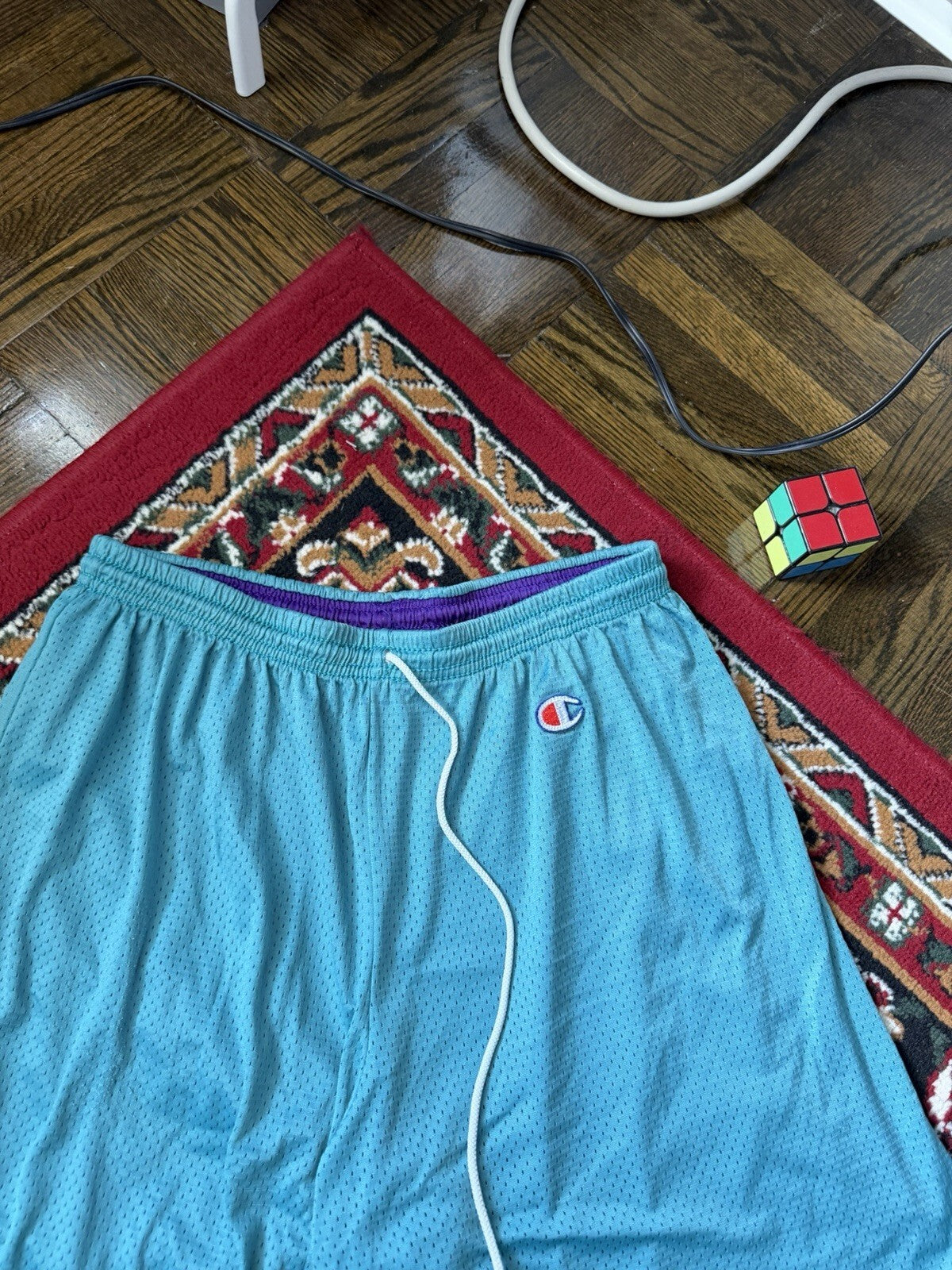 Vintage Champion 80s Reversible Basketball Shorts Purple / Green