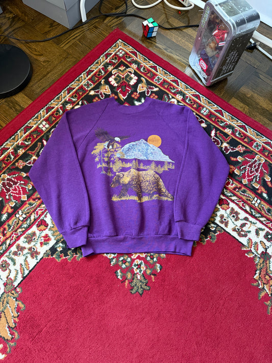 80s Vintage Nature Fruit Of The Loom Purple Sweatshirt