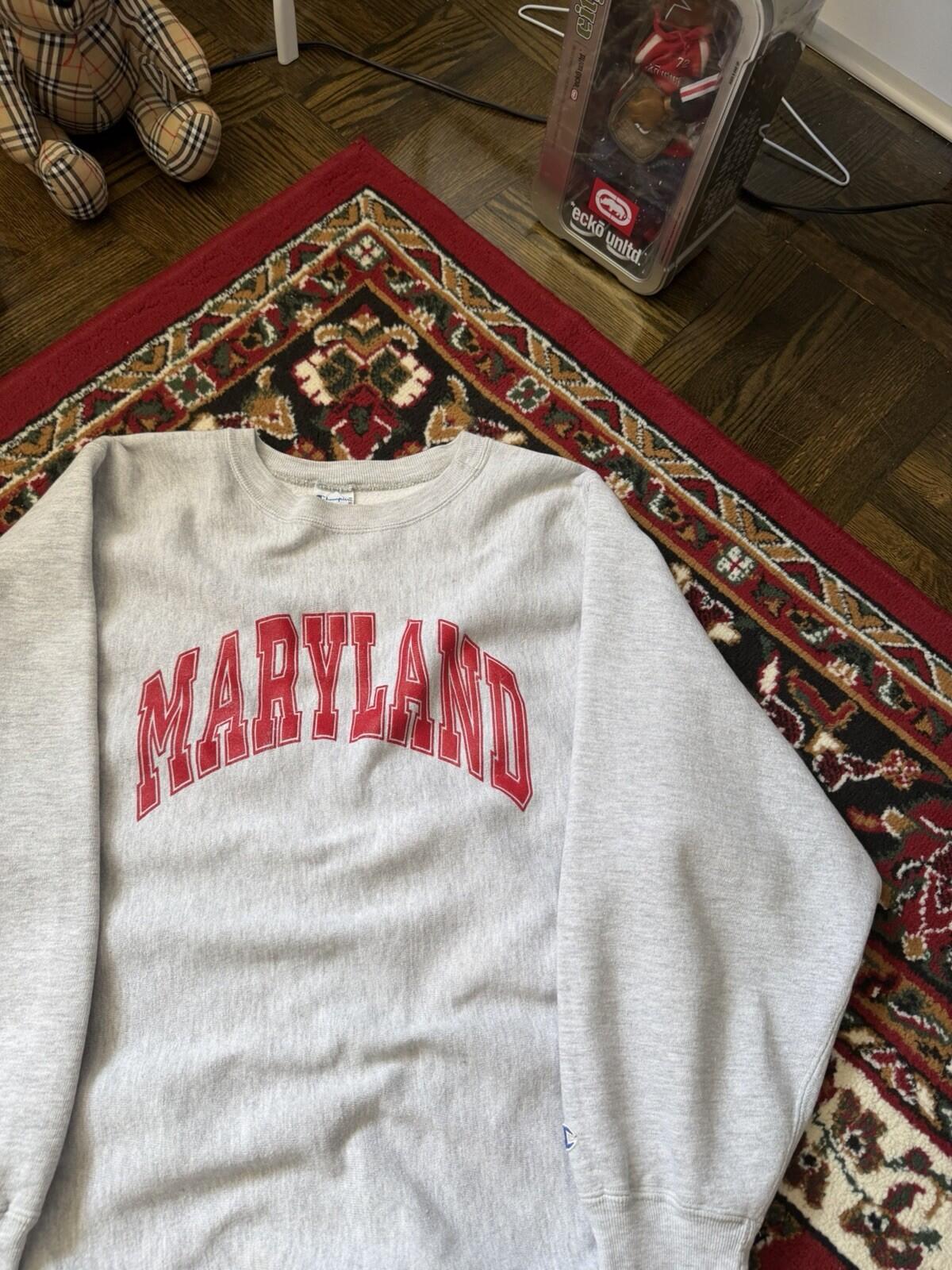 Vintage Champion Reverse Weave U of Maryland Crewneck Sweatshirt XL 90s