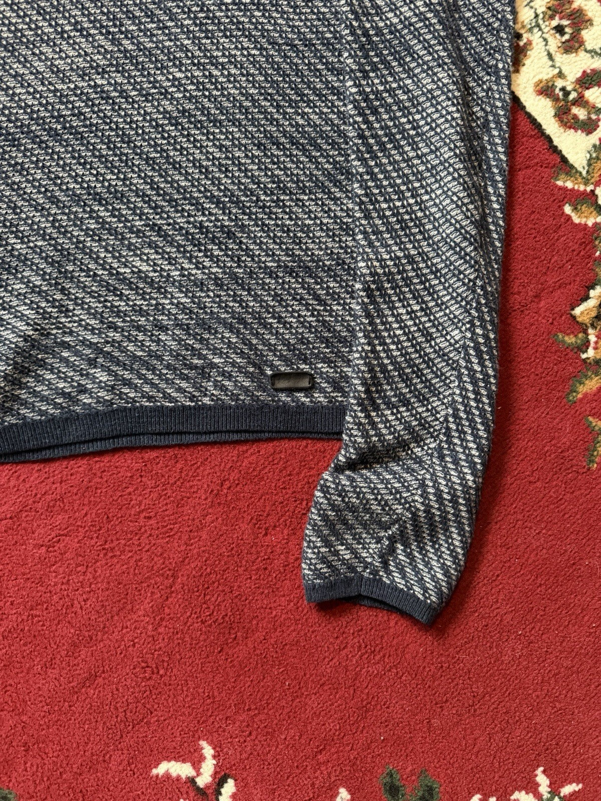 John Varvatos Knit Hoodie Mens Large Cotton Long Sleeve Pullover Textured Slim