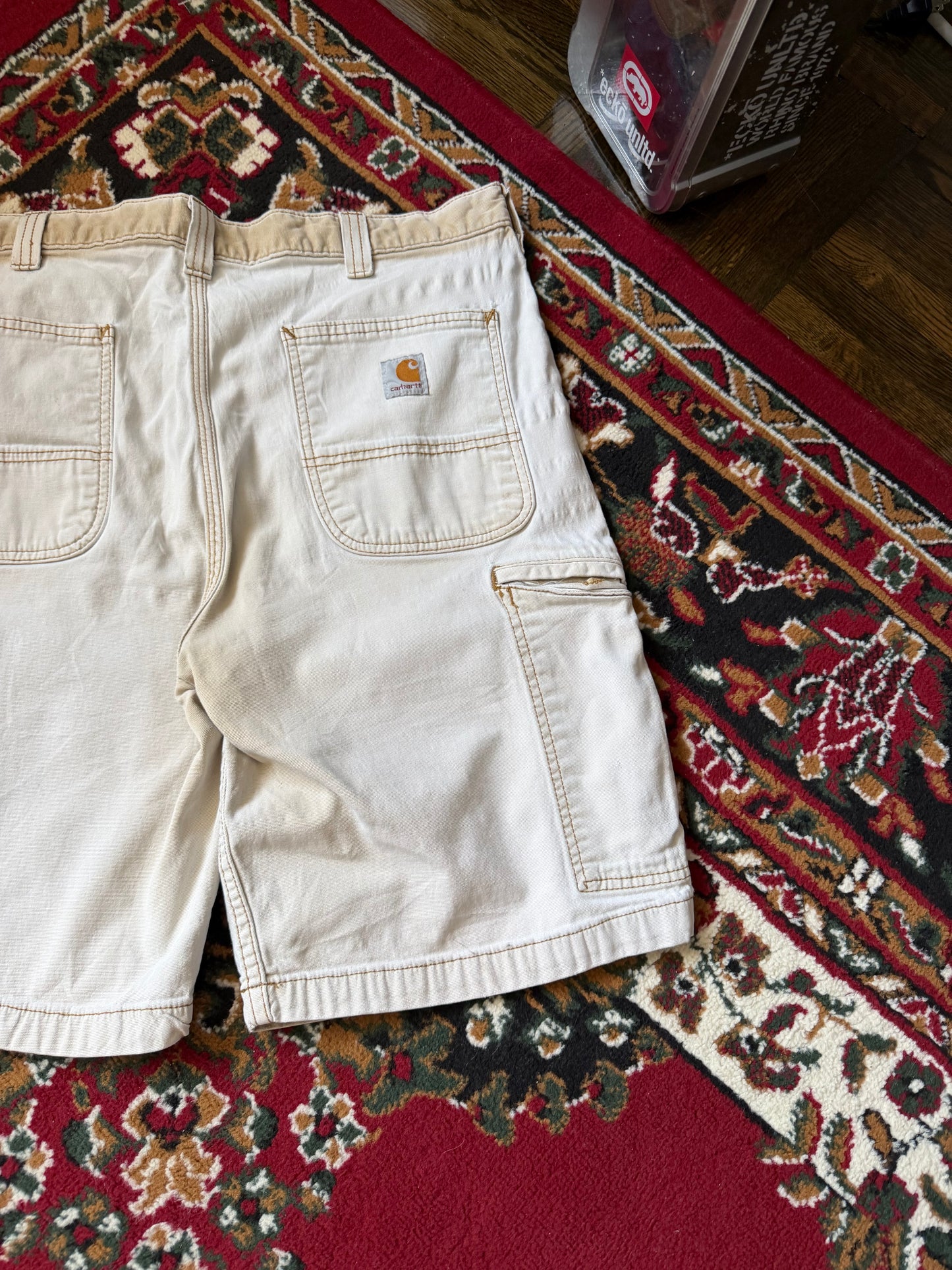 Vintage Carhartt Distressed Faded Relaxed Fit Shorts Beige