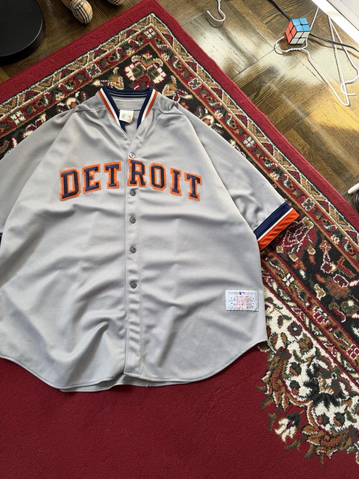 Vintage 80s CCM Detroit Tigers Jersey XXL Gray Road Script MLB Sewn 90s