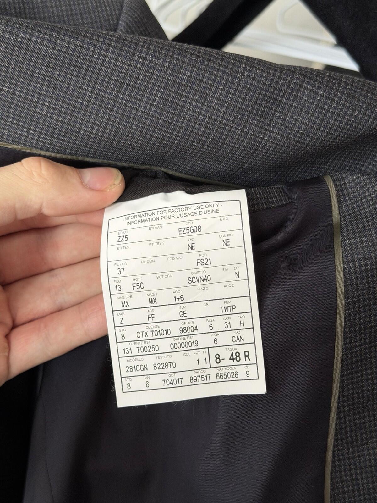 ZZegna Micro Check Wool Suit Mens 48R EU  Drop 8 Blazer Pants Ermenegildo Zegna