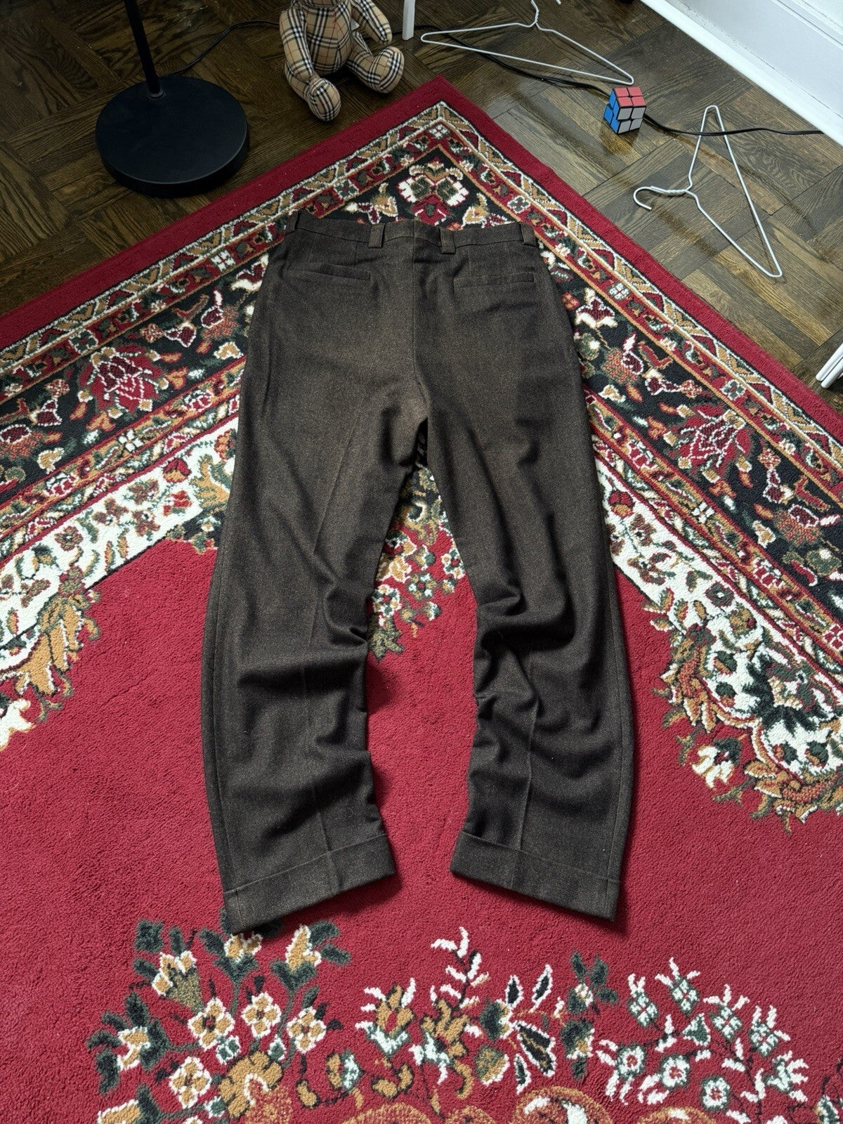 Versace Classic Men's Brown Wool Flat Front Slacks Trousers Dress Pants