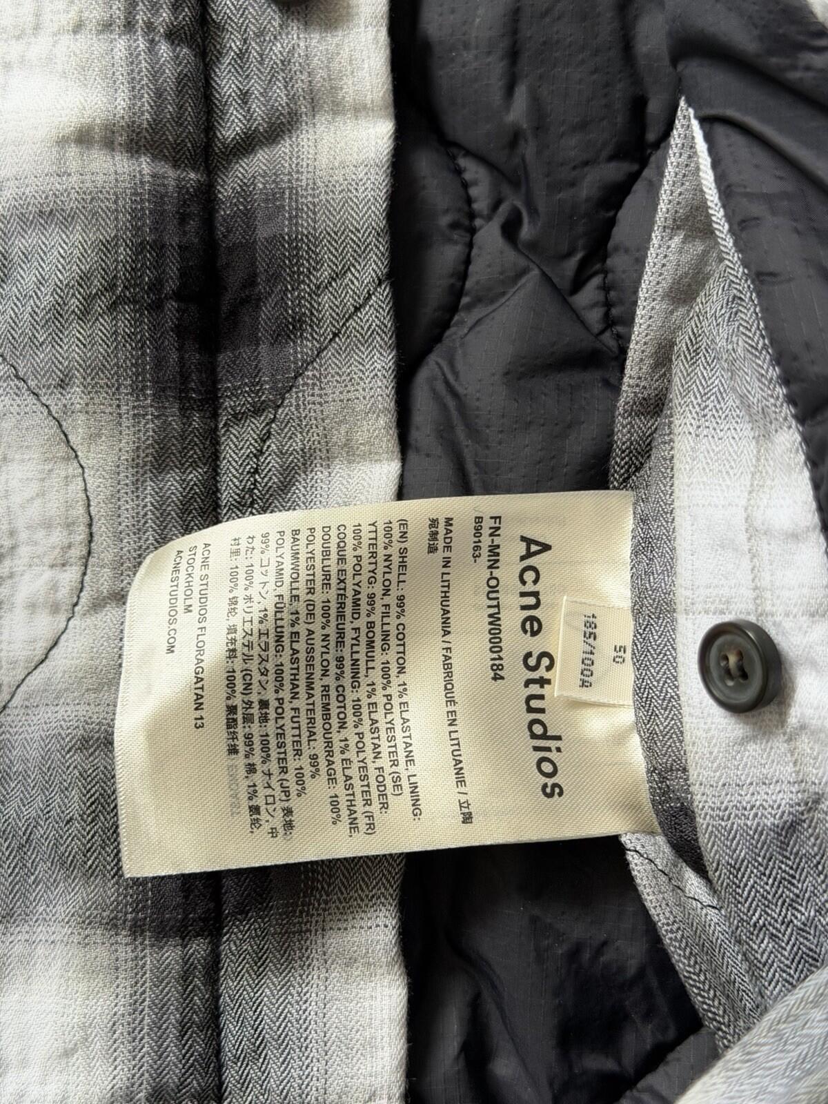 Acne Studios Oxton Oversized Quilted Shirt Jacket White/Black Plaid Size 50 US L