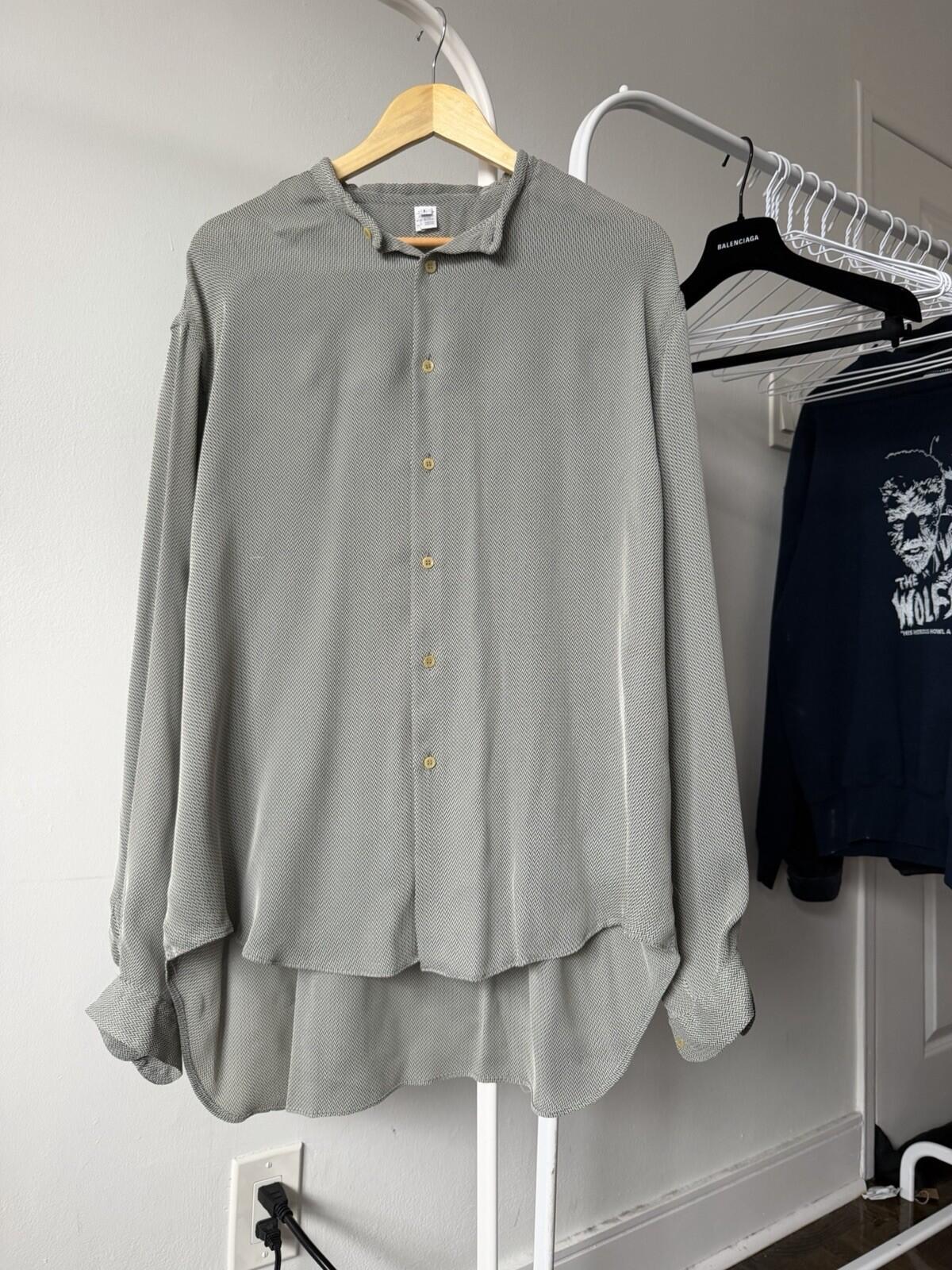 Vintage Giorgio Armani Collezioni Men's Rayon Tailored Shirt Large Mandarin 90s