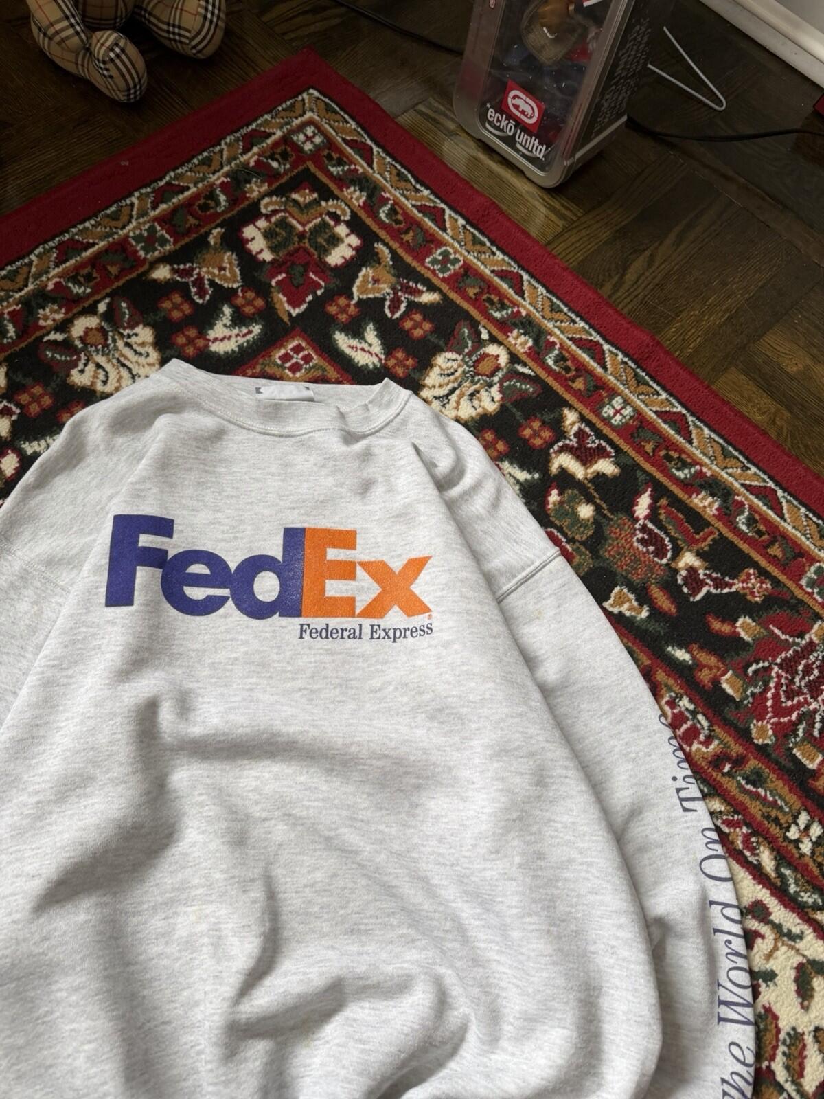 Vintage FedEx Federal Express Sweatshirt Mens L Lee Heavyweight 90s Crewneck