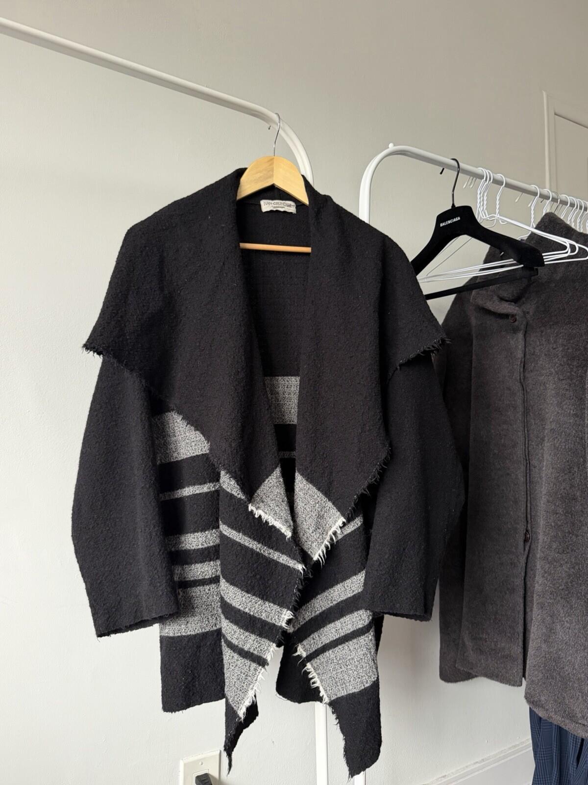 Ivan Grundahl Cardigan Sweater M/L Black OVERSIZED Wool blend Cardigan Jacket