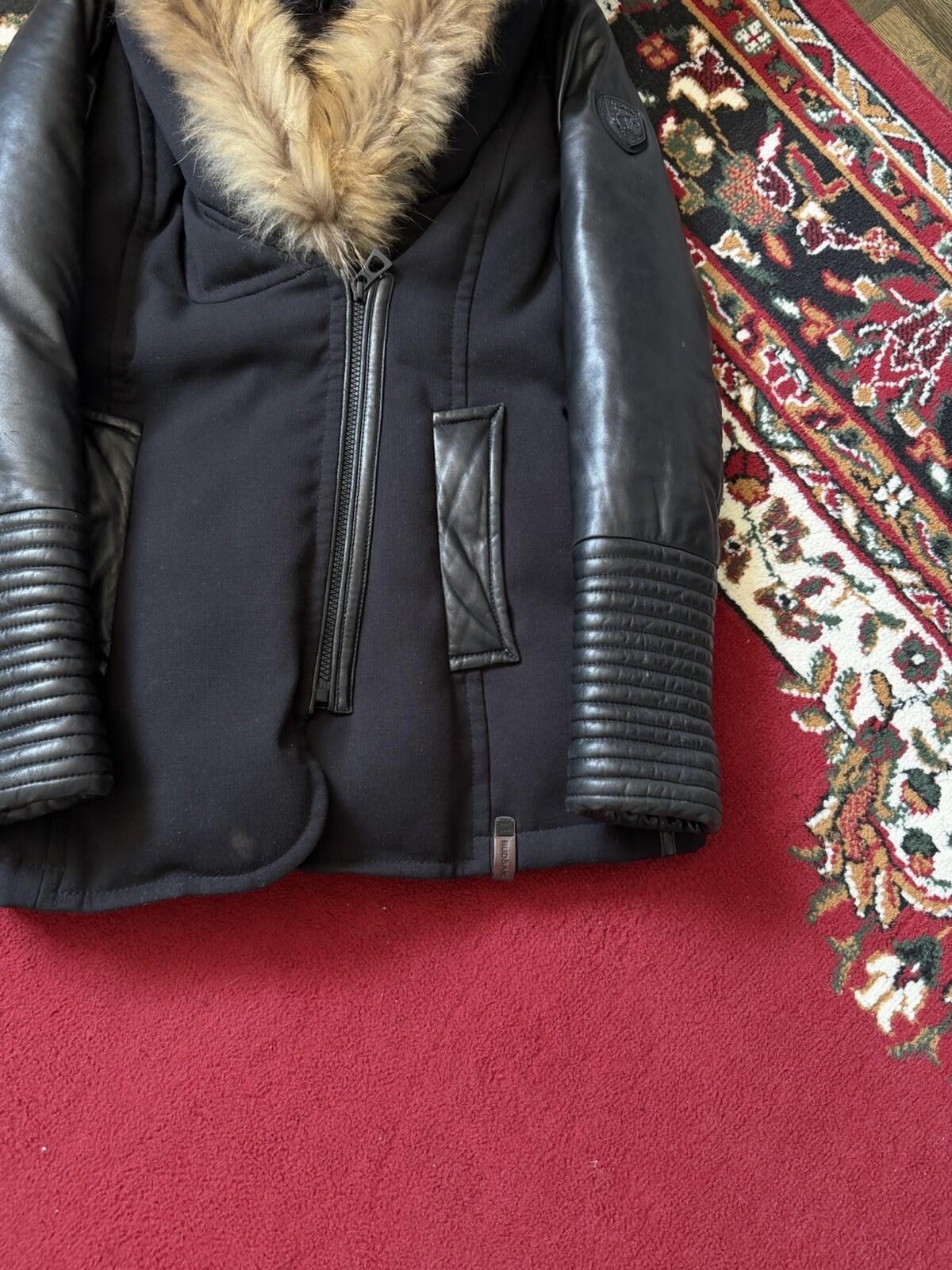 Rudsak Racoon Fur Leather Sleeves Women’s Fitted Down Coat Size S