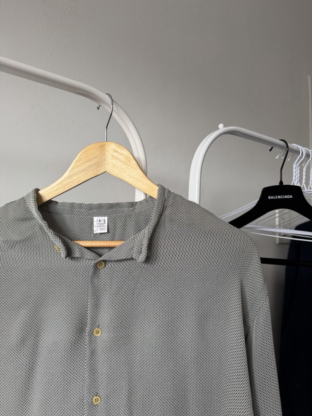 Vintage Giorgio Armani Collezioni Men's Rayon Tailored Shirt Large Mandarin 90s